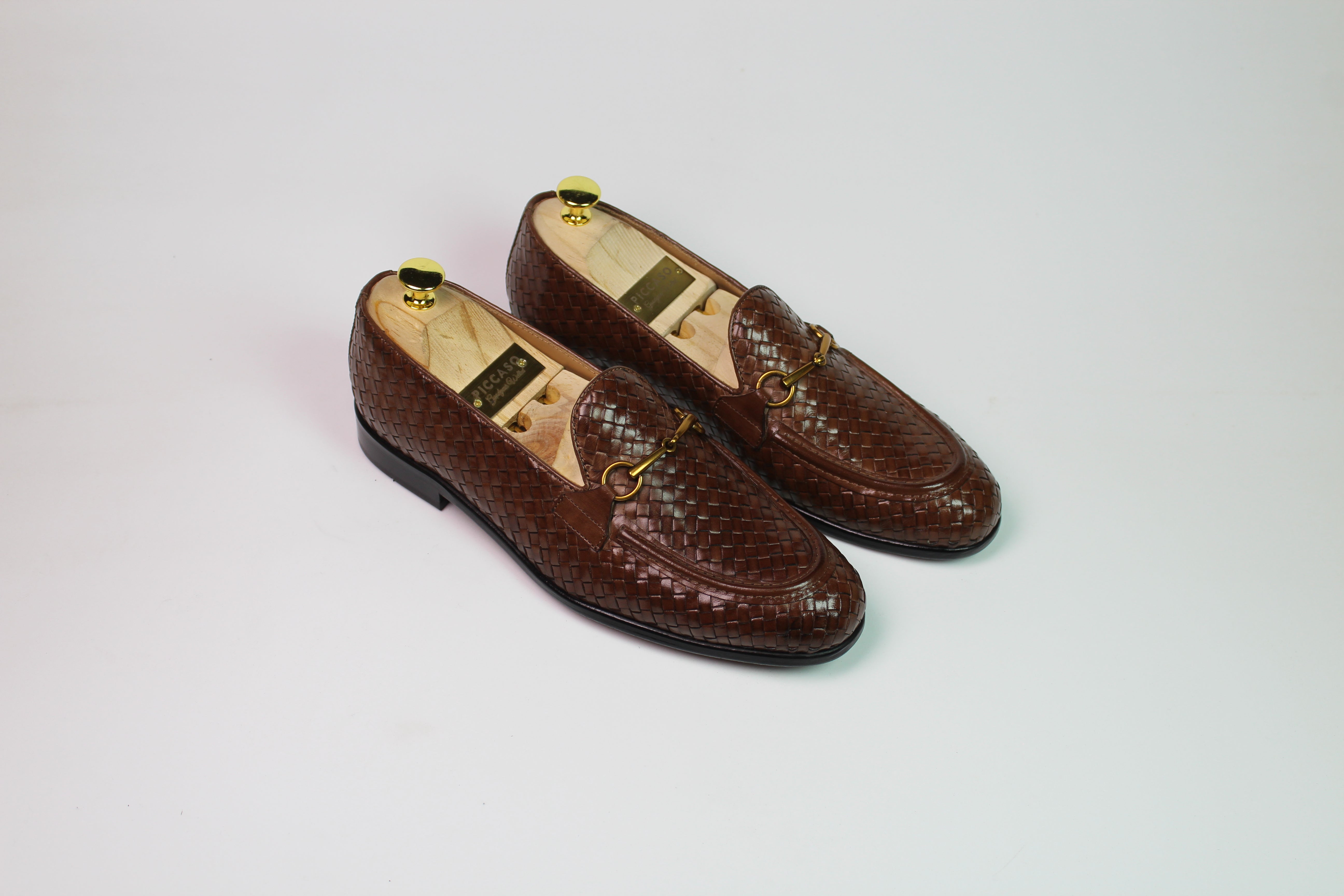 Woven Horsebit Loafers – Brown
