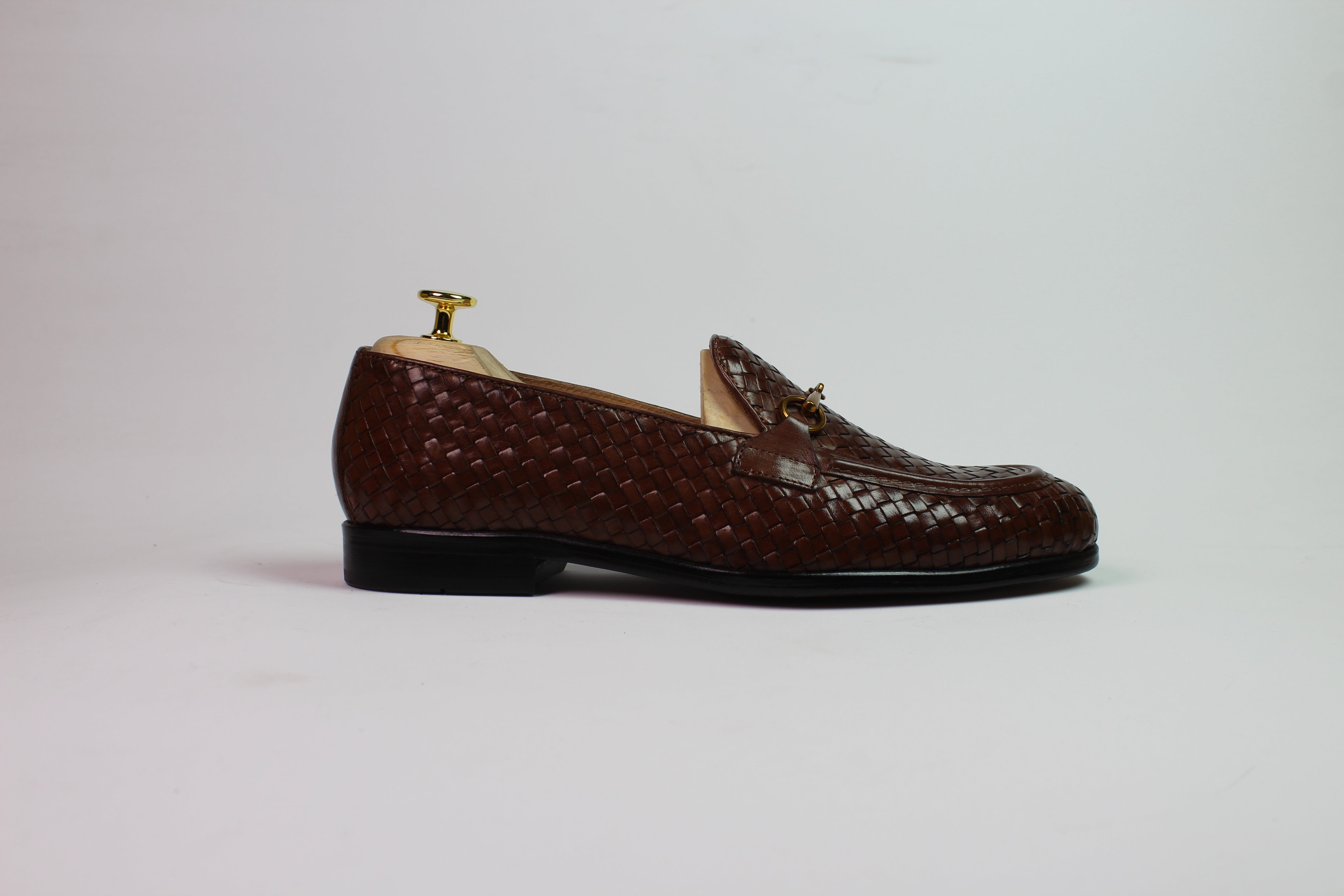 Woven Horsebit Loafers – Brown