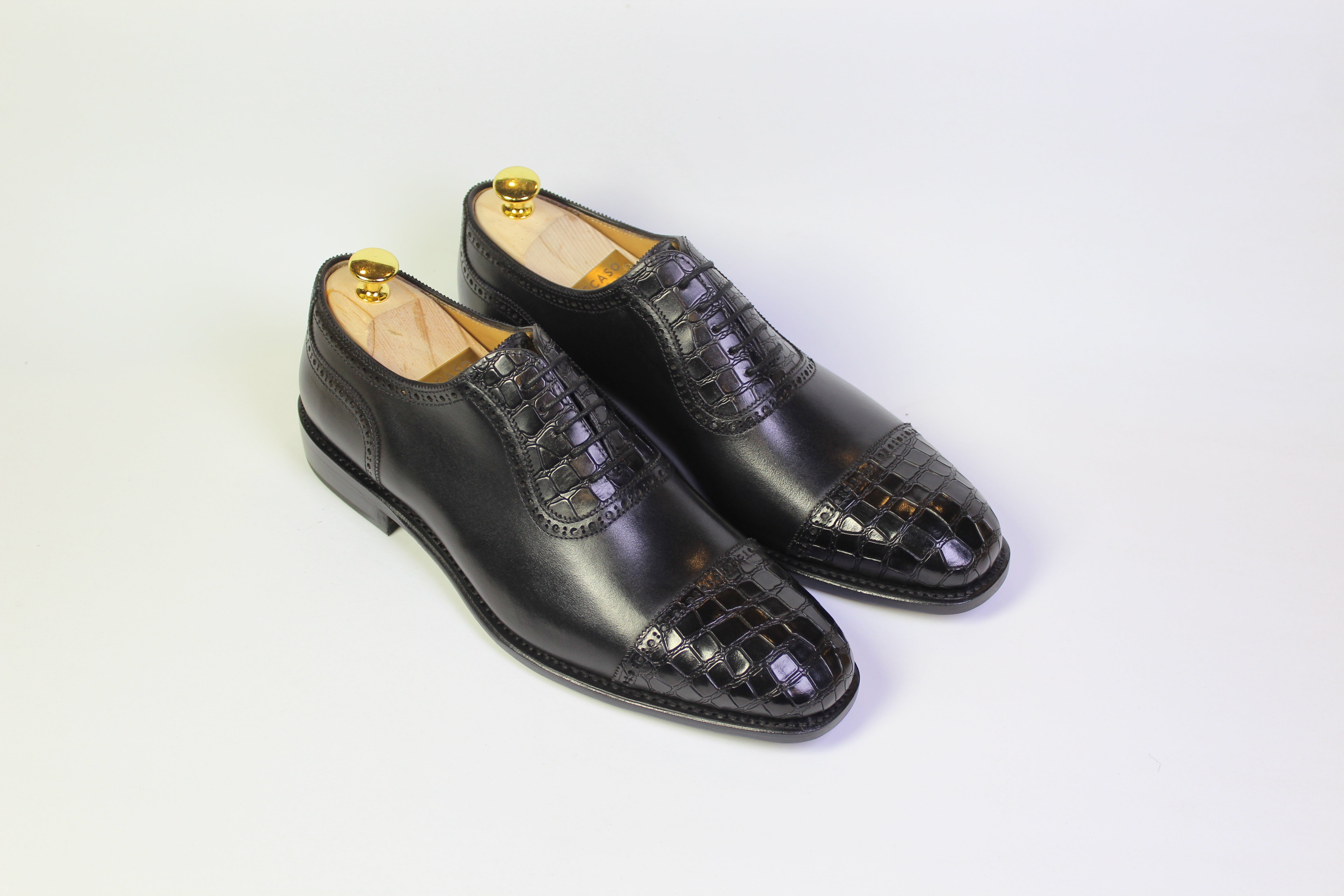 Oxford Cap-Toe Croco Black