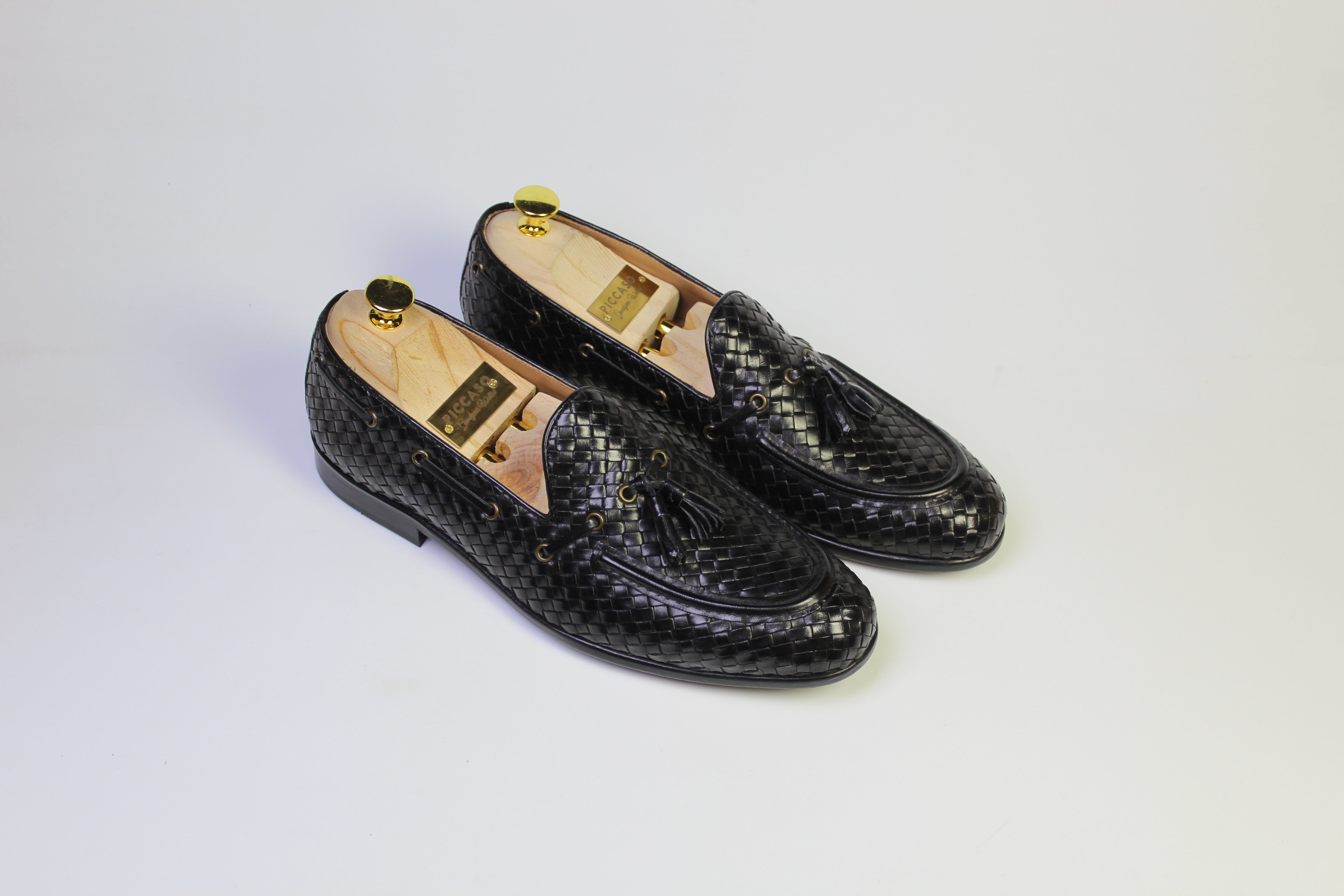 Woven Tassel Loafers – Black