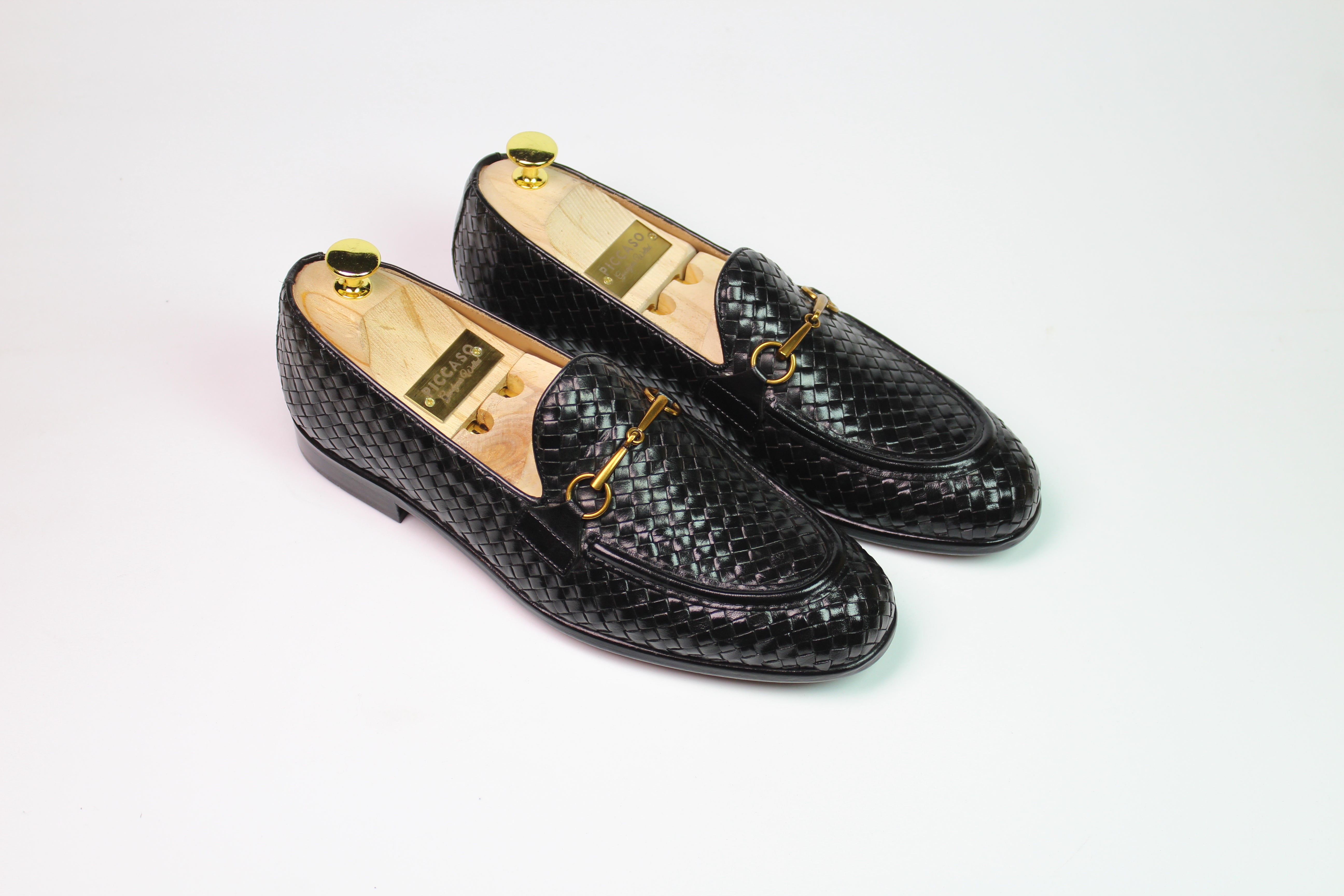 Woven Horsebit Loafers - Black