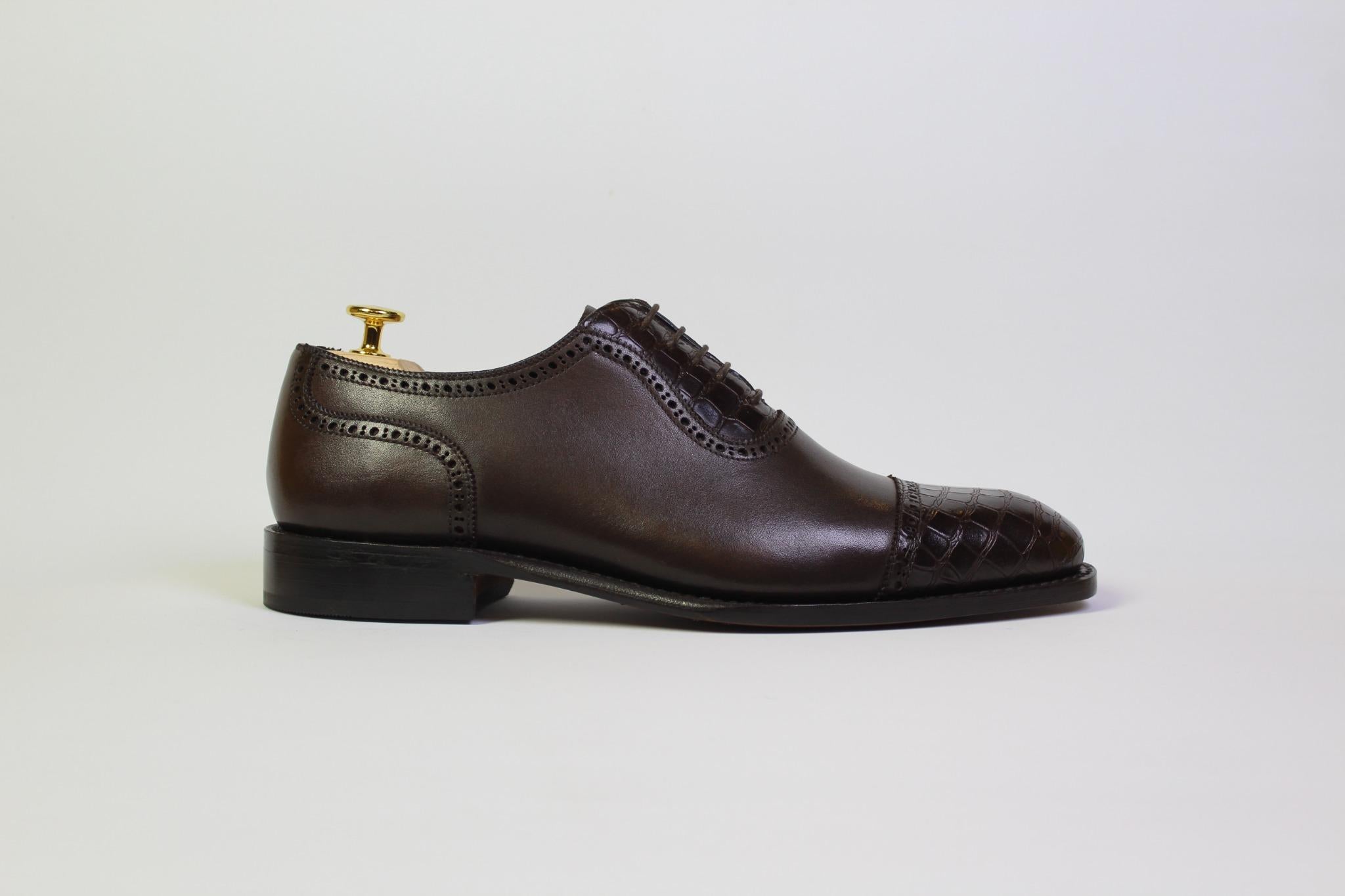 Oxford Cap-Toe Croco Mocca