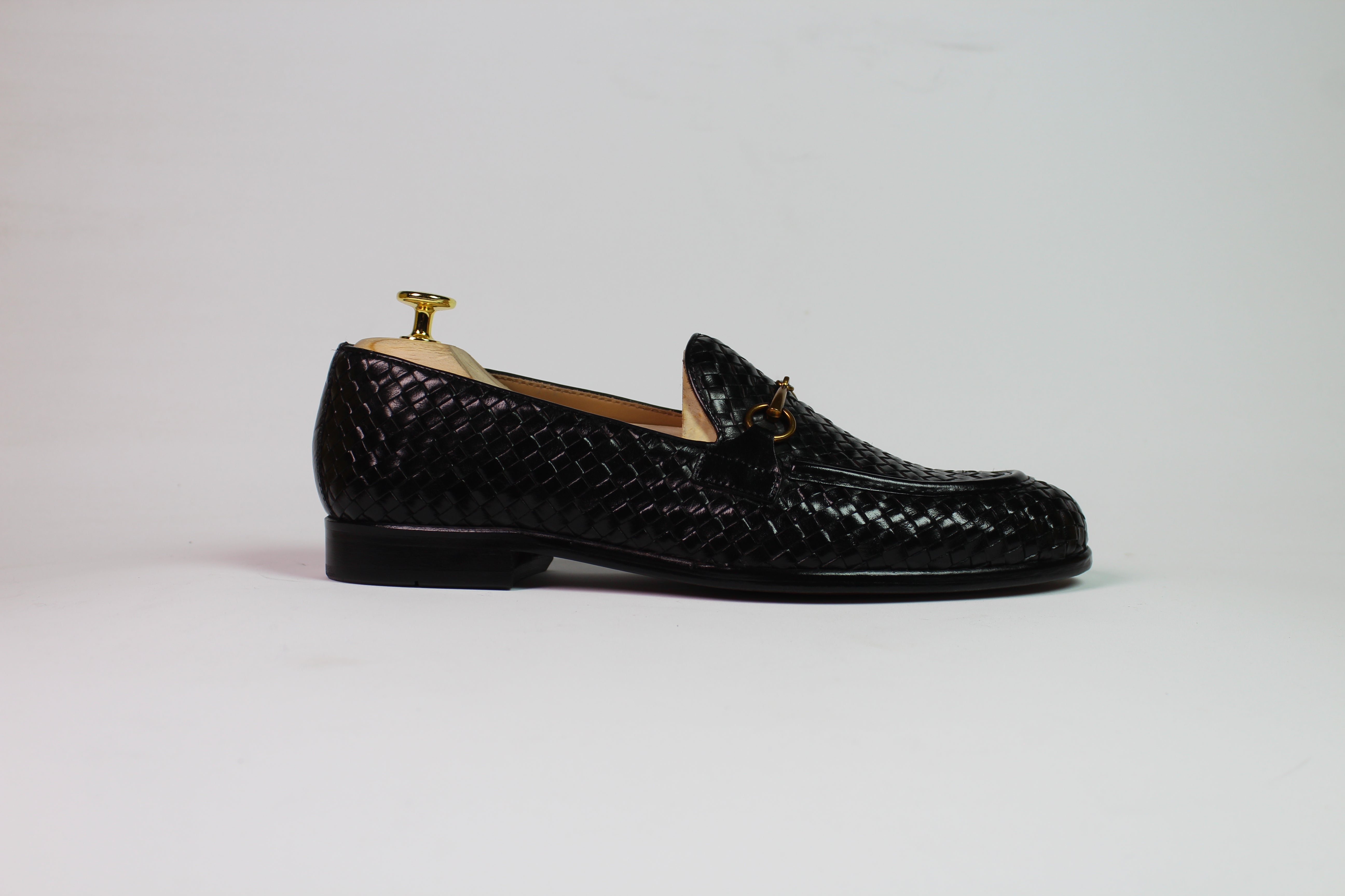 Woven Horsebit Loafers - Black