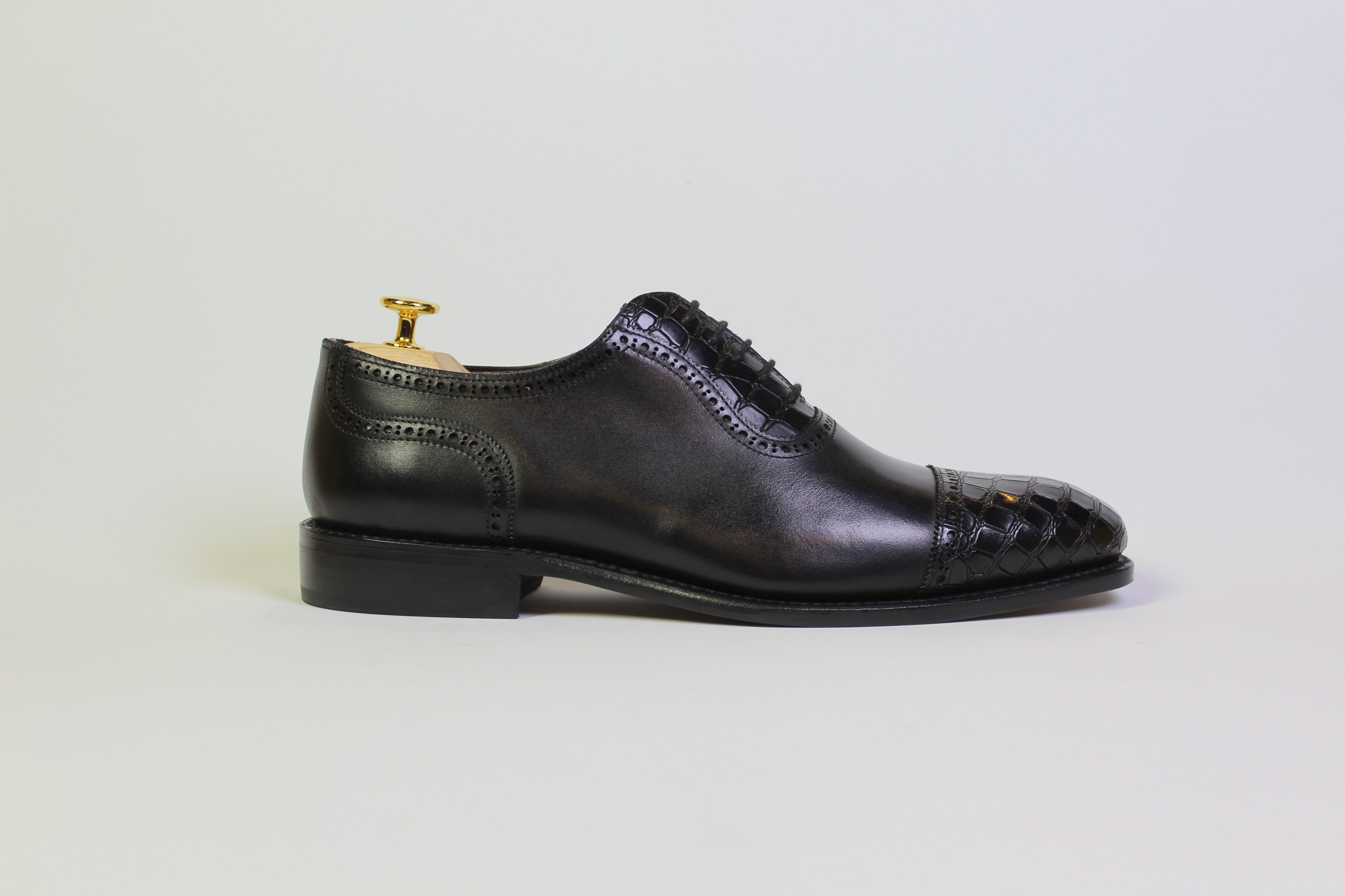 Oxford Cap-Toe Croco Black