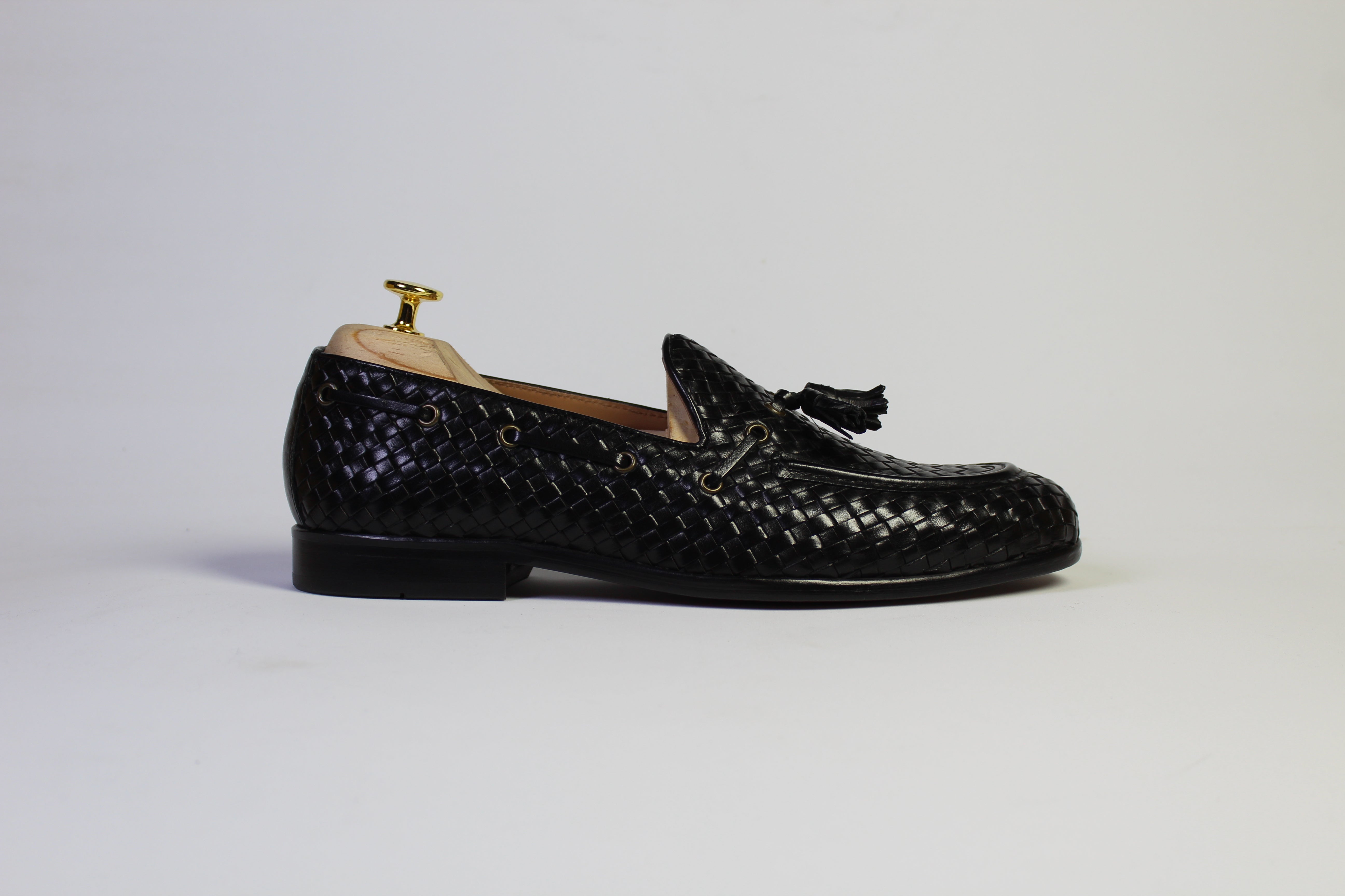 Woven Tassel Loafers – Black